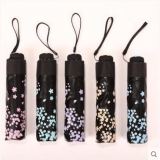 天堂伞 轻巧黑胶防晒 防紫外线 三折小黑伞