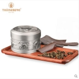 泰芝宝便携式茶叶罐小号便携旅行迷你随身带锡罐圆形纯锡金属茶盒 TL107
