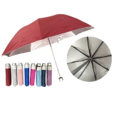 素色银胶布四节折叠雨伞
