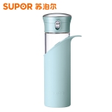 苏泊尔玻璃杯一键开合泡茶杯耐热防滑随手杯女带盖花茶杯KC28AY2